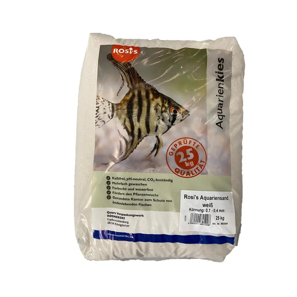 Cichlidesand 0,1-0,4 mm. 25 kg Hvid